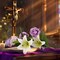 20 Pcs Summer Bouquets Artificial Flowers Velvet Realistic Roses and Latex Easter Lilies Flowers Bouquet Decorations Arrangements